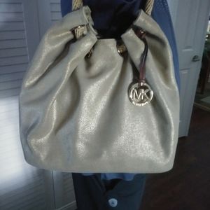 Michael kors shimmer gold hobo with rope and gromm